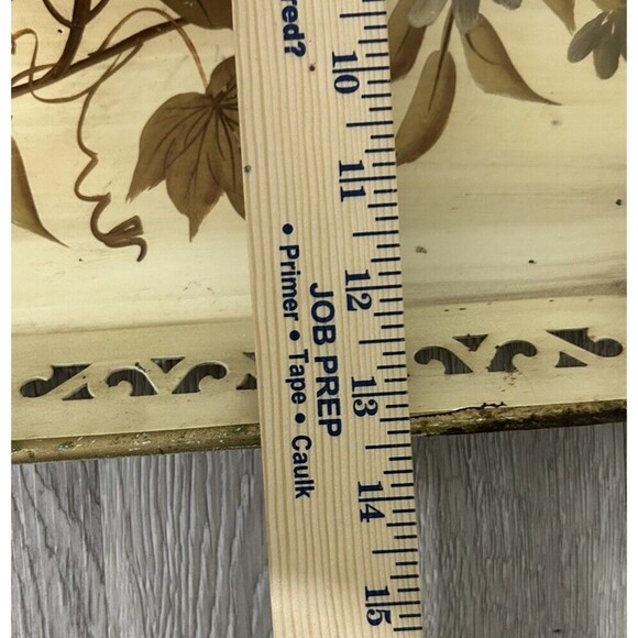 Vintage Tole Ware Tray Tan Gold Hand Painted Metal Cottagecore MCM 18” - Picture 10 of 10